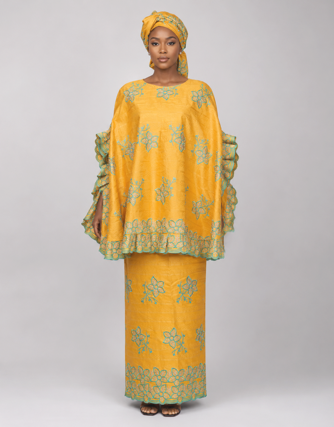 Masata Yellow Cape Co-Ord Front Masata Yellow Cape Co-Ord - Image 1